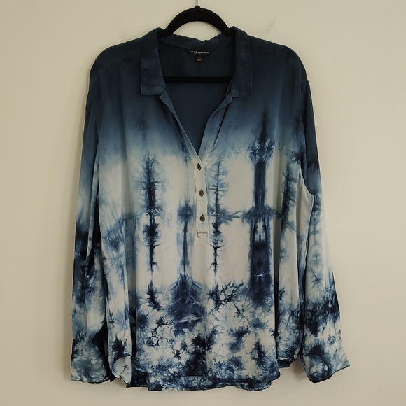 Rock & Republic Blue Tie-Dye Button-Up Shirt/ Size XL - Picture 3 of 9